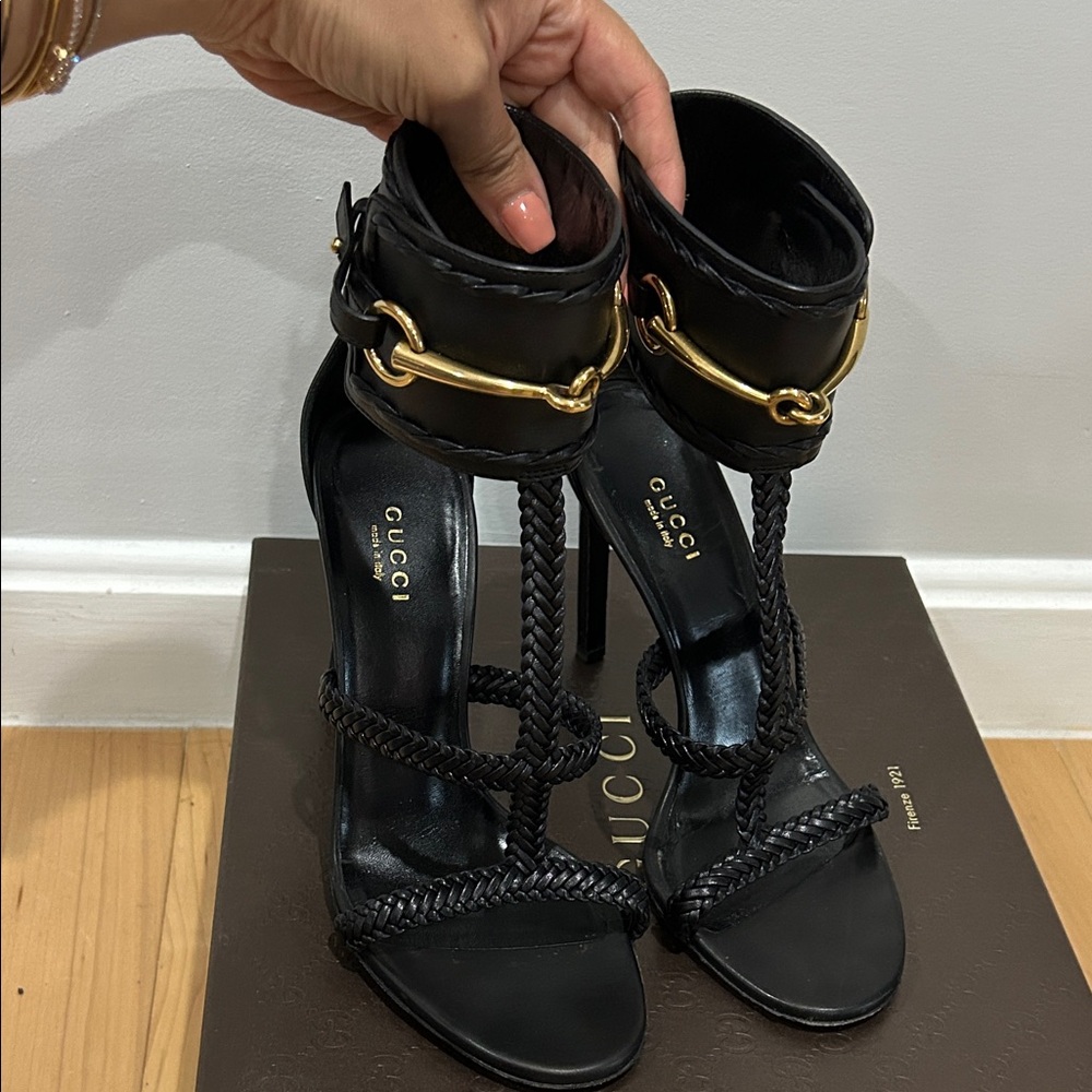 Gucci Black and Gold Women's Heels